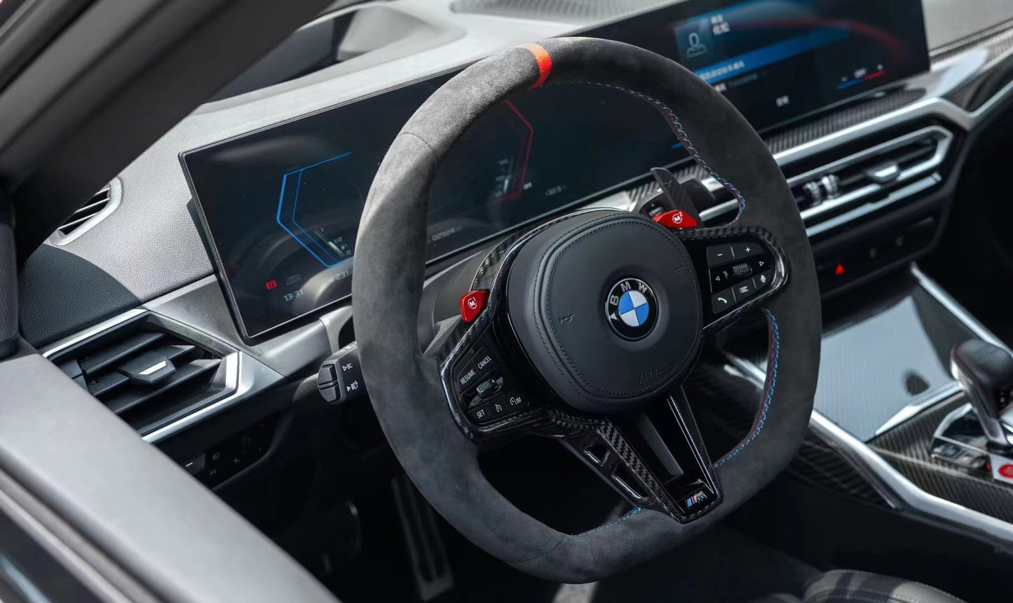 BMW LCI-Style Flat Bottom Steering Wheel with Carbon Fiber Trim G80/G82/G87 M2/M3/M4