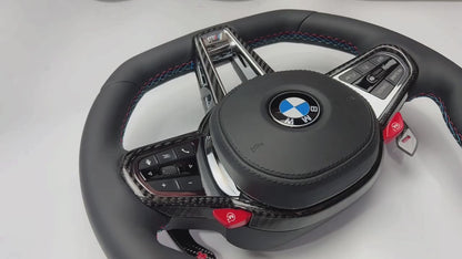 BMW LCI-Style Flat Bottom Steering Wheel with Carbon Fiber Trim G80/G82/G87 M2/M3/M4