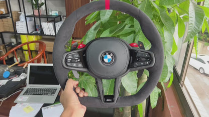 BMW LCI-Style Flat Bottom Steering Wheel with Carbon Fiber Trim G80/G82/G87 M2/M3/M4